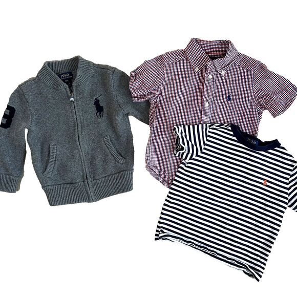 Polo Ralph Lauren Boys Clothes Size 2t Sweater Button Down T-Shirt Pony Preppy - Picture 1 of 10